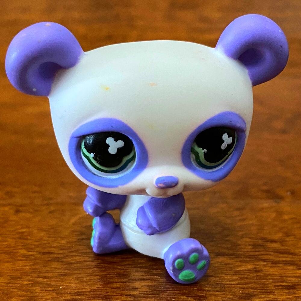 HASBRO Littlest Pet Shop Purple Panda 468 Vintage 2007 Bobble Head Figure